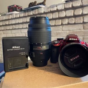 Nikon D3300, nikon 50mm 1.8g, nikon 55-300mm DX VR , Charger and Nikon Bag.